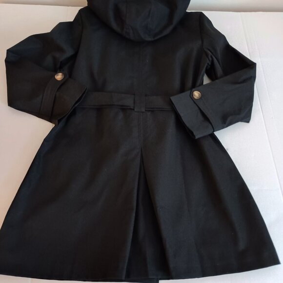 Createmo.us Black Trench Coat Double-Breasted Belted Coat Women’s Size Large L - Picture 8 of 16